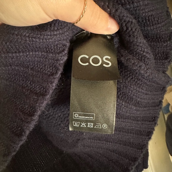 COS Chunky Pure Cashmere Crew Neck Jumper Sweater Navy - Picture 9 of 11